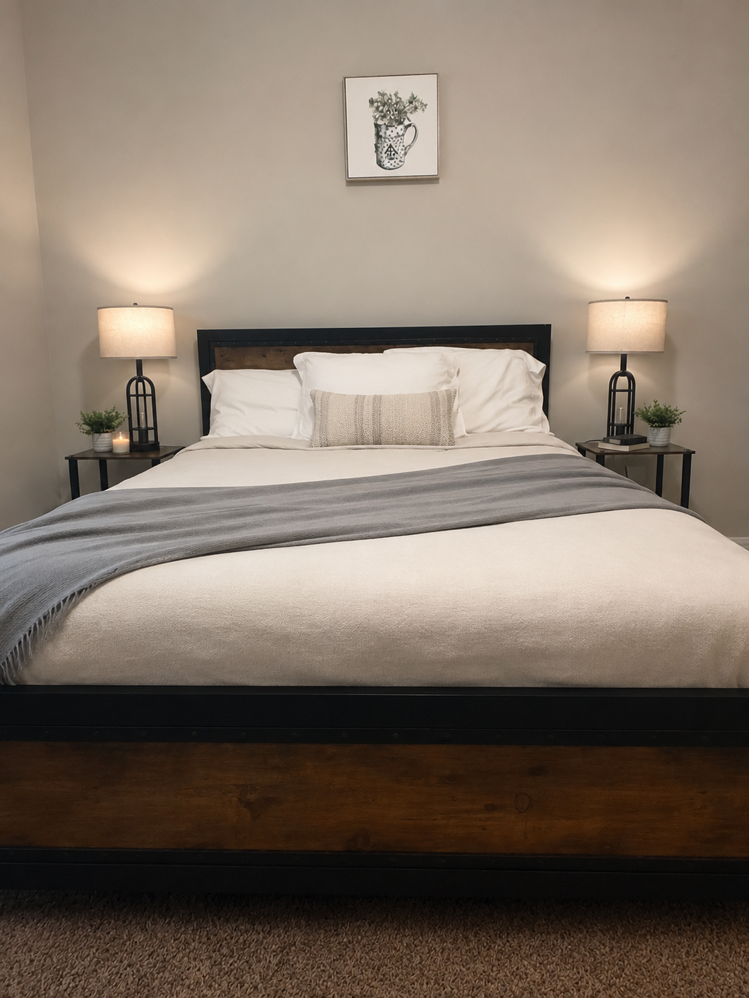 Guest bedroom with designer interior
